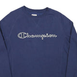 CHAMPION Mens Blue Cotton Blend Crew Neck Sweatshirt M Embroidered Logo