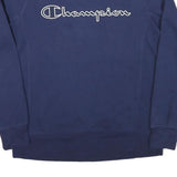 CHAMPION Mens Blue Cotton Blend Crew Neck Sweatshirt M Embroidered Logo