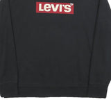 LEVI'S Mens Black Crew Neck XL Cotton Blend Logo Sweatshirt Pullover Casual