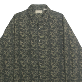 NATURAL ISSUE Mens Green & Beige Patterned Cotton Shirt L Button-Down Collar