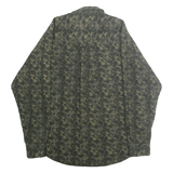 NATURAL ISSUE Mens Green & Beige Patterned Cotton Shirt L Button-Down Collar