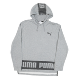 PUMA Mens Grey Cotton Blend Pullover Hoodie M Logo Print