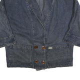 GUESS Womens Blue Denim Jacket L Cotton Button Closure Relaxed Fit Plain