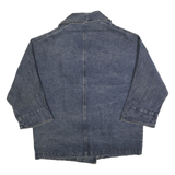 GUESS Womens Blue Denim Jacket L Cotton Button Closure Relaxed Fit Plain