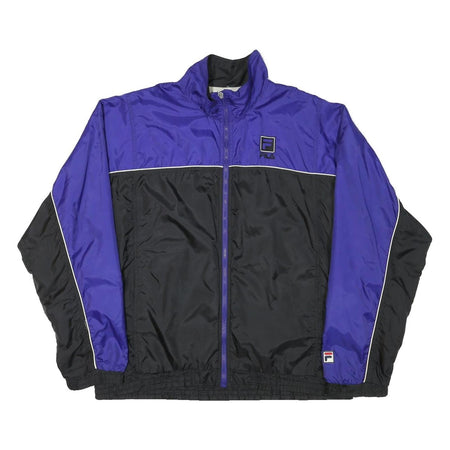 FILA Mens Purple & Black Polyester Blend Track Jacket XL Zip Plain Sportswear