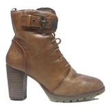 BUGATTI Womens Lace-Up Ankle Boots Brown Leather UK 6 Stylish Comfortable