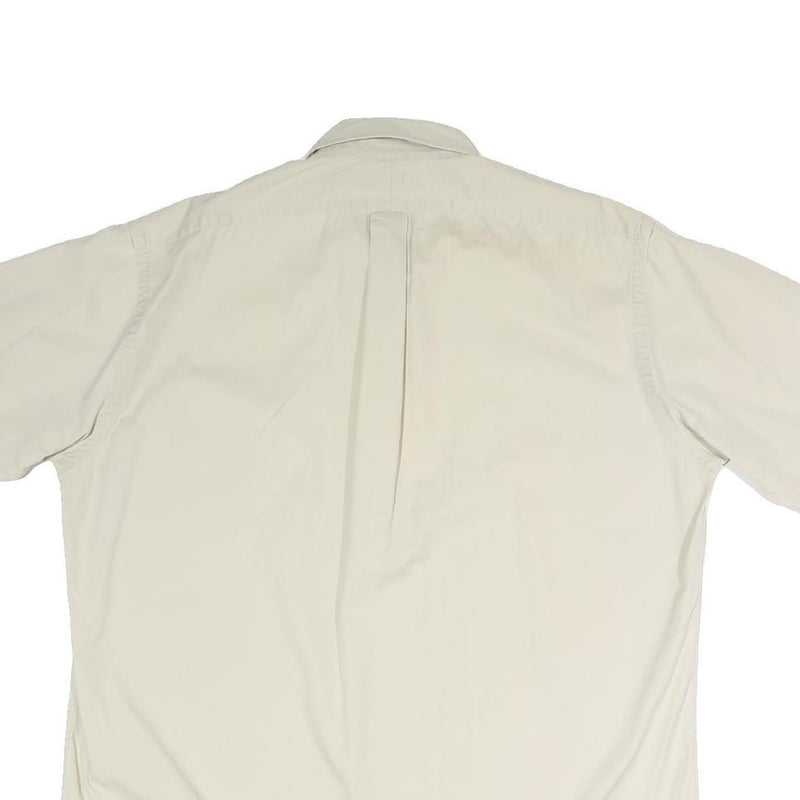 RALPH LAUREN Mens Cream Plain Shirt L Button Down Cotton Blend Casual Summer