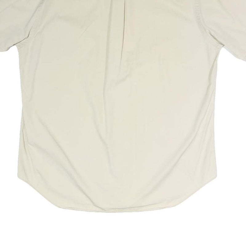 RALPH LAUREN Mens Cream Plain Shirt L Button Down Cotton Blend Casual Summer