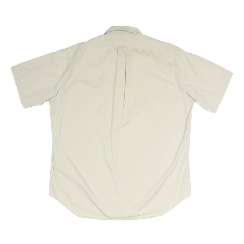 RALPH LAUREN Mens Cream Plain Shirt L Button Down Cotton Blend Casual Summer