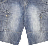 STEVE KETELL Mens Denim Blue Cargo Shorts 2XL W34 Casual Button Closure