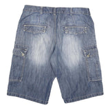 STEVE KETELL Mens Denim Blue Cargo Shorts 2XL W34 Casual Button Closure