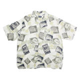 PURITAN Mens White & Beige Printed Short Sleeve Shirt XL Casual Cotton Blend