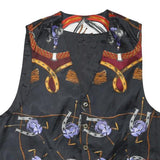 Mens Black & Burgundy Horsebit Print Button Jacket XS Polyester Blend Stylish