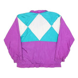BOLD SPIRIT Womens Purple & Turquoise White Nylon Jacket M Vintage Colourblock