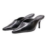 DORATEYMUR Mule Heels Black Leather Womens UK 4