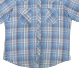 WRANGLER Mens Blue Plaid Western Shirt L Cotton Blend Casual Summer Wear