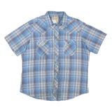 WRANGLER Mens Blue Plaid Western Shirt L Cotton Blend Casual Summer Wear