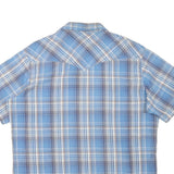 WRANGLER Mens Blue Plaid Western Shirt L Cotton Blend Casual Summer Wear