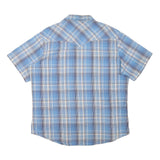 WRANGLER Mens Blue Plaid Western Shirt L Cotton Blend Casual Summer Wear