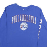 FANATICS Mens Blue Philadelphia 76ers Long Sleeve Crew Neck Cotton T-Shirt M