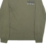 VANS Mens Green Long Sleeve Crew Neck Logo T-Shirt XS Off The Wall Cotton Blend