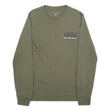 VANS Mens Green Long Sleeve Crew Neck Logo T-Shirt XS Off The Wall Cotton Blend