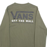 VANS Mens Green Long Sleeve Crew Neck Logo T-Shirt XS Off The Wall Cotton Blend