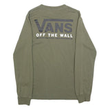 VANS Mens Green Long Sleeve Crew Neck Logo T-Shirt XS Off The Wall Cotton Blend