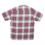 RACING Mens Red & Grey Check Shirt L Casual Cotton Blend Button Shirt