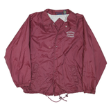 Mens Maroon Coach Nylon Jacket M Plain Lightweight Button Closure Long Sleeve