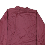 Mens Maroon Coach Nylon Jacket M Plain Lightweight Button Closure Long Sleeve