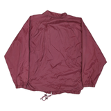 Mens Maroon Coach Nylon Jacket M Plain Lightweight Button Closure Long Sleeve