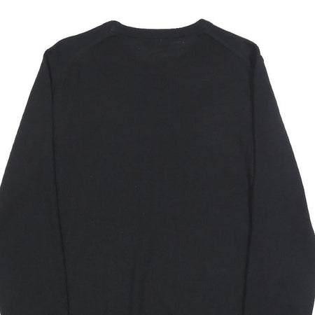 REISS Mens Black Plain Pullover Jumper Crew Neck Basic Knit S Wool Blend