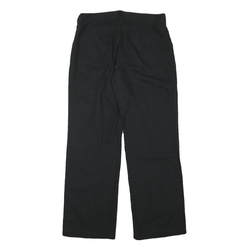 MOTION Womens Linen Blend Black Regular Fit Straight Leg Trousers W32 L31