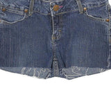 WRANGLER Womens Denim Blue Cotton Blend Casual Shorts XS W26 Frayed Hem