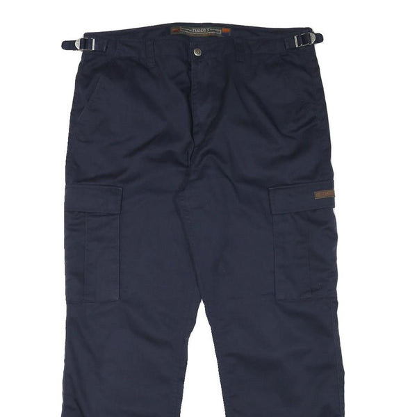 TEDDYS Mens Regular Navy Blue Cotton Blend Zip Cargo Trousers W36 L30 Casual