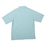 CARIBBEAN Mens Blue Silk Shirt S Lightweight Casual Summer Button Front