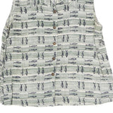 PUT U MAYO Womens Green & White Printed Sleeveless Shirt M Cotton Blend Button