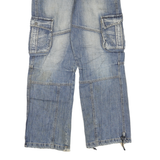 Womens Regular Fit Cargo Style Denim Blue Jeans W30 L27 Cotton Blend Zip