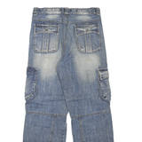 Womens Regular Fit Cargo Style Denim Blue Jeans W30 L27 Cotton Blend Zip