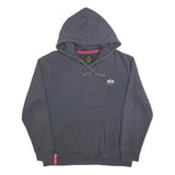 ALPHA INDUSTRIES Mens Grey Hoodie L Cotton Blend Pullover Casual Wear