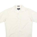 BLUESTONE Mens Cream Shirt S Cotton Blend Short Sleeve Button Casual Summer