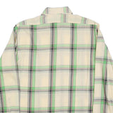 BARBADOS Mens Cream & Green Check Shirt L Cotton Blend Casual Long Sleeve