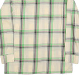 BARBADOS Mens Cream & Green Check Shirt L Cotton Blend Casual Long Sleeve