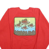 HANES Womens Red Fish Graphic Crew Neck XL Cotton Sweatshirt Casual Pullover
