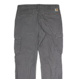 CARHARTT Mens Regular Grey Relaxed Fit Cargo Trousers W36 L32 Workwear Utility