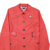 TOMMY HILFIGER Womens Red Jacket L Polyester Blend Plain Button Fastening Coat