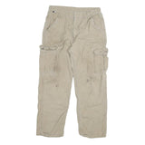 CARHARTT Mens Regular Beige Cargo Cotton Blend Trousers W36 L29 Workwear Zip