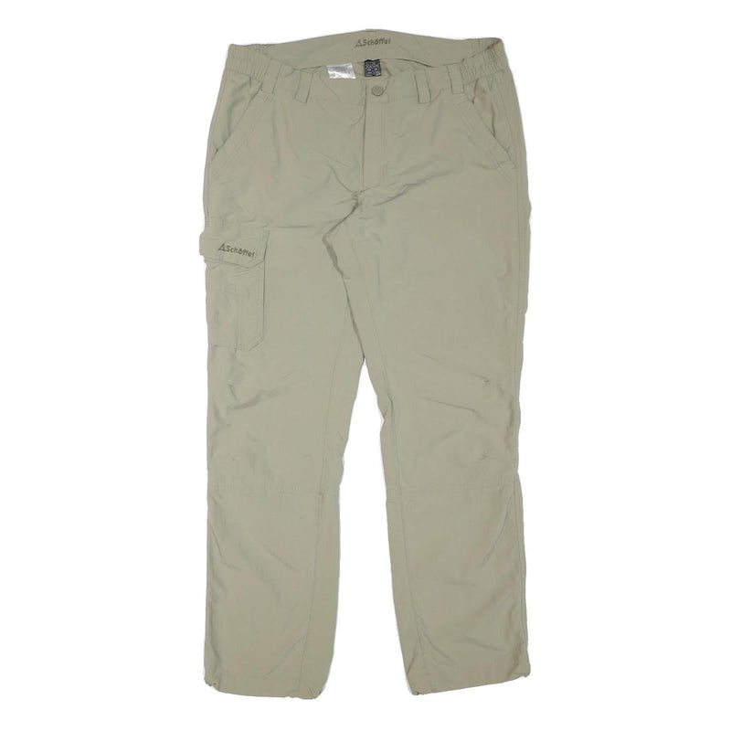 SCHOFFEL Mens Regular Beige Polyester Blend Zip Trousers W34 L30 Outdoor Cargo