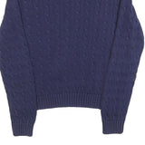 RALPH LAUREN Girls Blue Patterned Cotton Blend Jumper Crew Neck Cable Knit XL